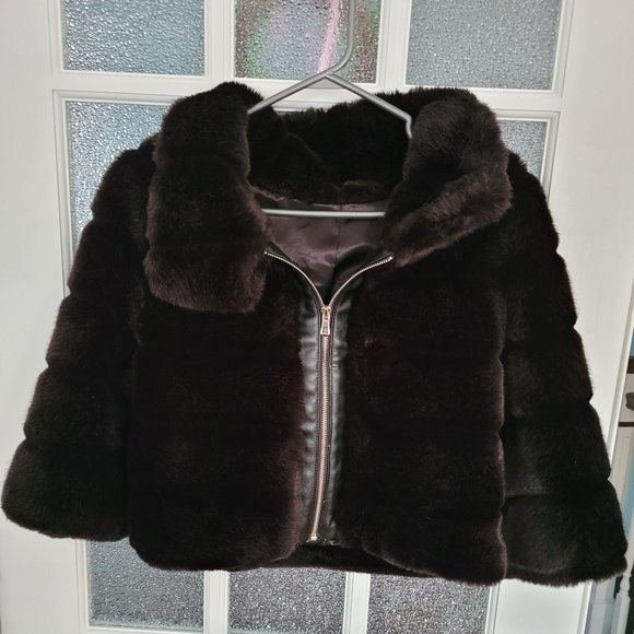 Magnificent designer faux-fur and leather coat - Picture 1 of 5